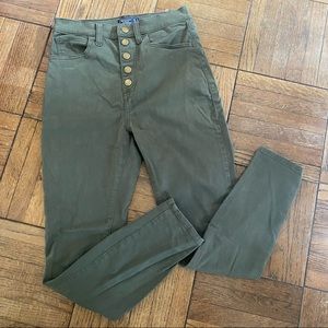 Abercrombie & Fitch Sz 0/25 Green Stretch Chino Ultra Hi Rise Skinny Ankle Pants